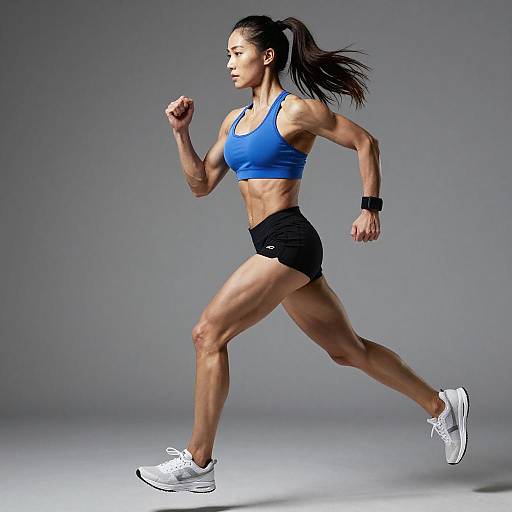 Athletic Woman Running in Studio