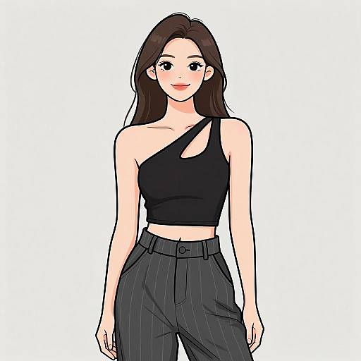 Smiling Woman in Modern Casual Outfit