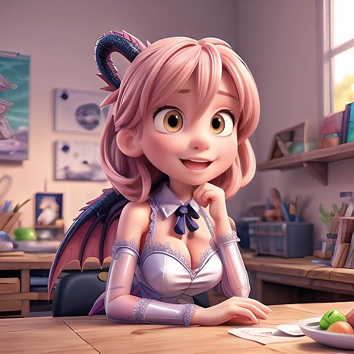 Playful Dragon Girl in Lacey Attire