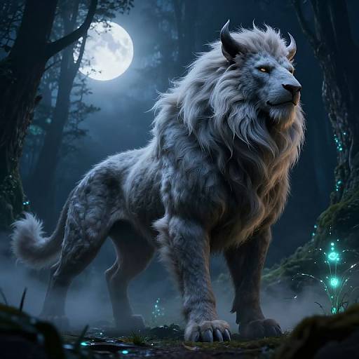 Majestic Mythical Beast in Moonlight