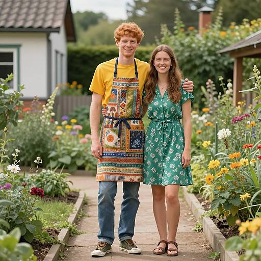 Couple Standing on Garden Path