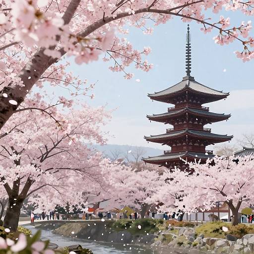 Serene Cherry Blossom Garden Wallpaper