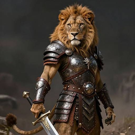 Fierce Female Lion Barbarian Portrait