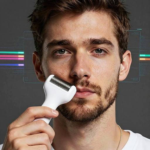 AI Beard Removal with Cybernetic Visualization