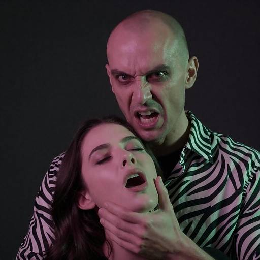 Menacing Bald Man with Feral Expression