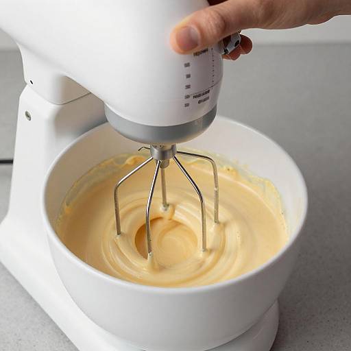 Hand Using Stand Mixer with Yellow Batter
