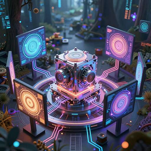 AI Core Projecting Dynamic Visuals