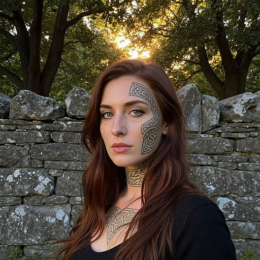 Photorealistic Celtic Tattooed Woman Portrait