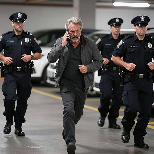 Man Running from Police in Parking Garage