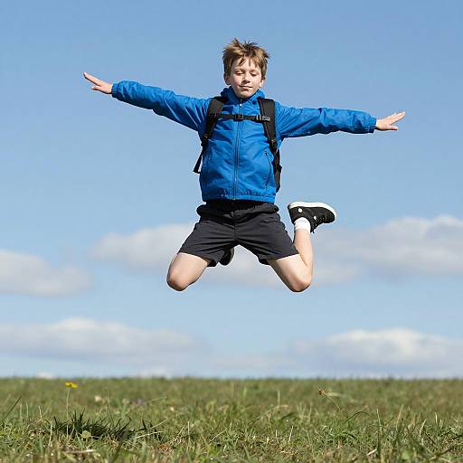Dynamic Mid-Air Jump of a Young Boy