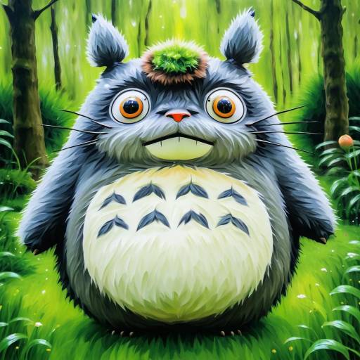 Whimsical Totoro Oil Painting
