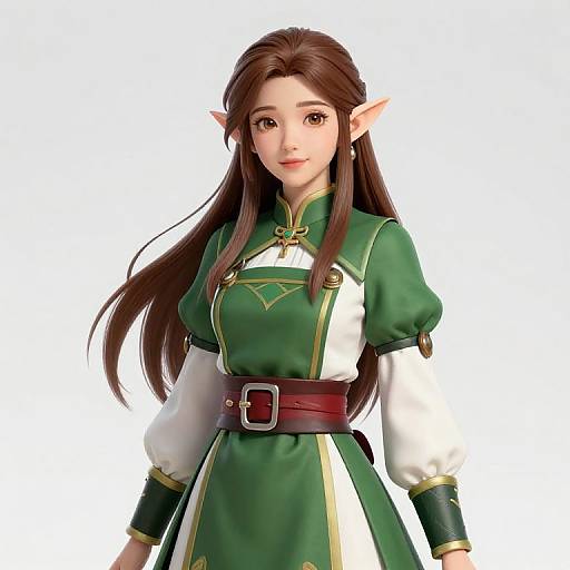 Female Elf in Green Apron Outfit