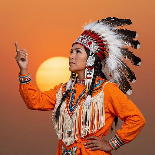 Native American Woman with Vibrant Headdress