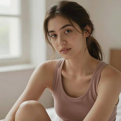 Soft-Focus Portrait of Olive-Skinned Woman