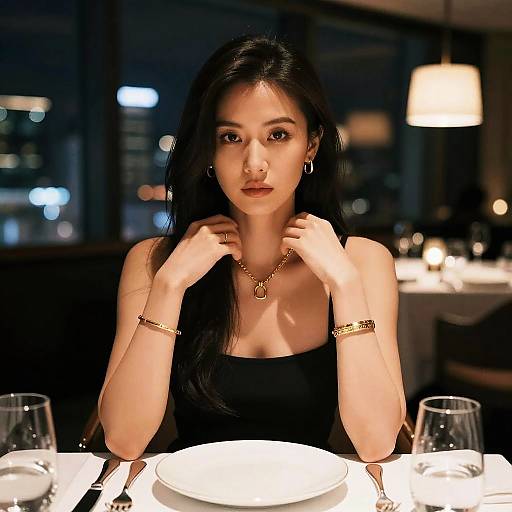 Asian Woman at Restaurant Table