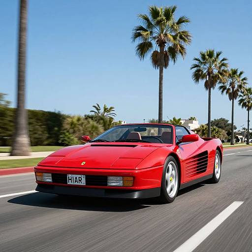 Red Ferrari Testarossa Convertible Cruise