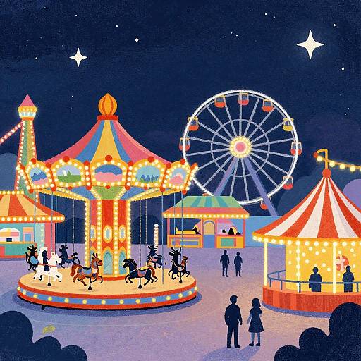Childlike Crayon Amusement Park Night