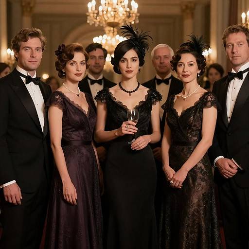 Vintage Gala Portrait — Feathered Elegance