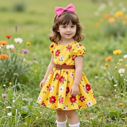 Joyful Girl in Floral Dress