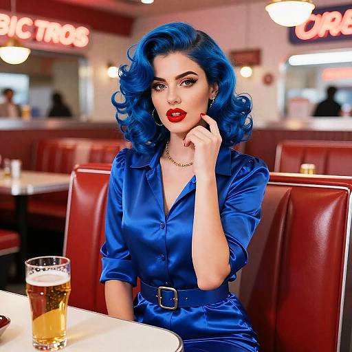 Stylish Woman in Retro Diner