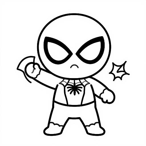 Black-and-white cartoon drawing of a chibi-style character with large, angry eyes, raised fists, and a bowtie, standing defiantly.