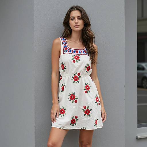 Photorealistic Summer Dress Model Against Wall