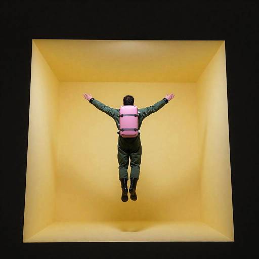 Floating in a Geometric Space Scene