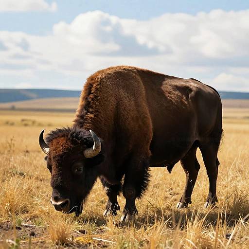 American Bison Grazing in Prairie
