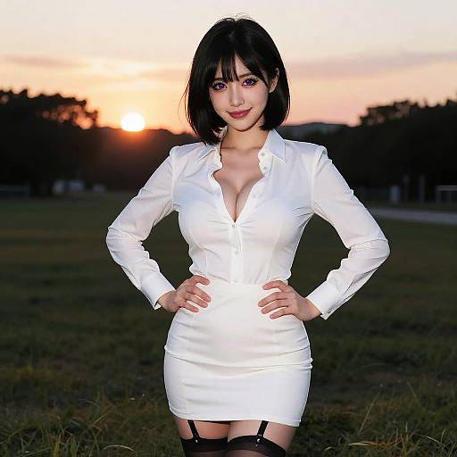 Mature Woman at Sunset in Park