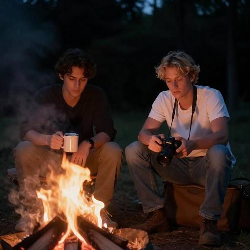 Nighttime Campfire Companionship
