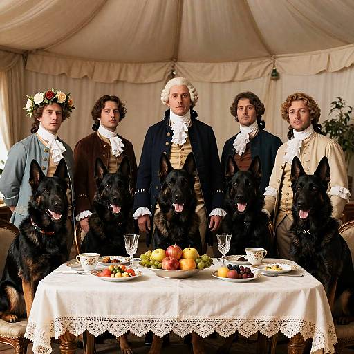 Regal German Shepherds in Historical Scene