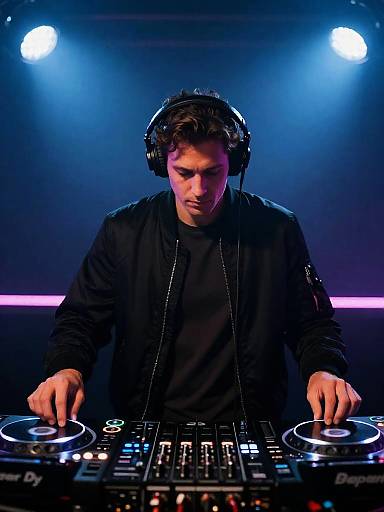 Cinematic DJ in Moody Blue Lights