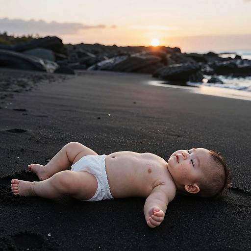Volcanic Ash Baby on Black Sand