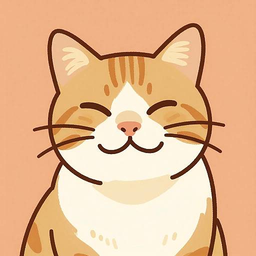 Smiling Cat Portrait Illustration