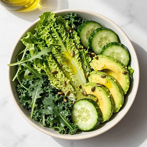 Vibrant Overhead Leafy Green Salad