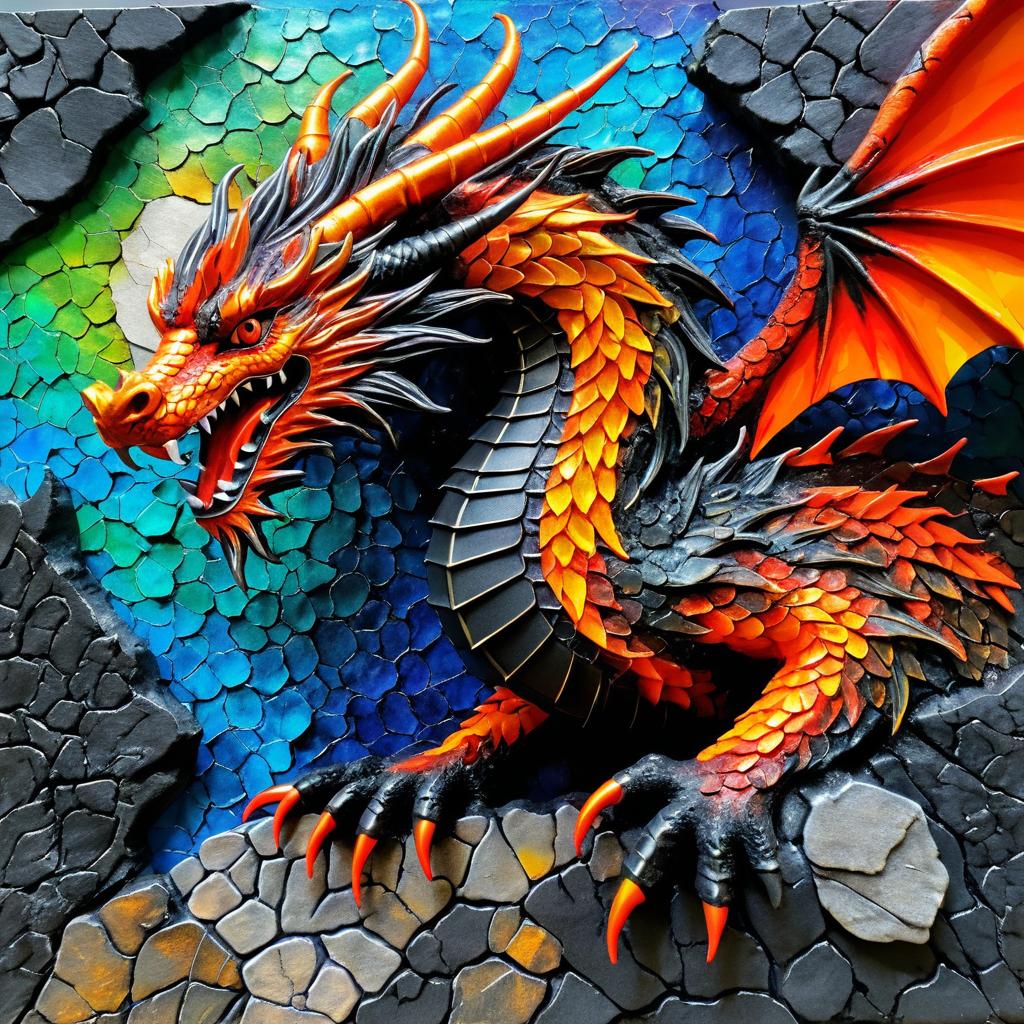 Vibrant Dragon Mixed Media Artwork