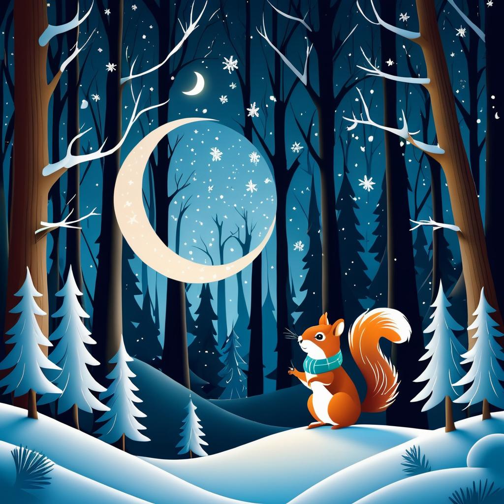 Squirrel Sorcerer in Moonlit Forest