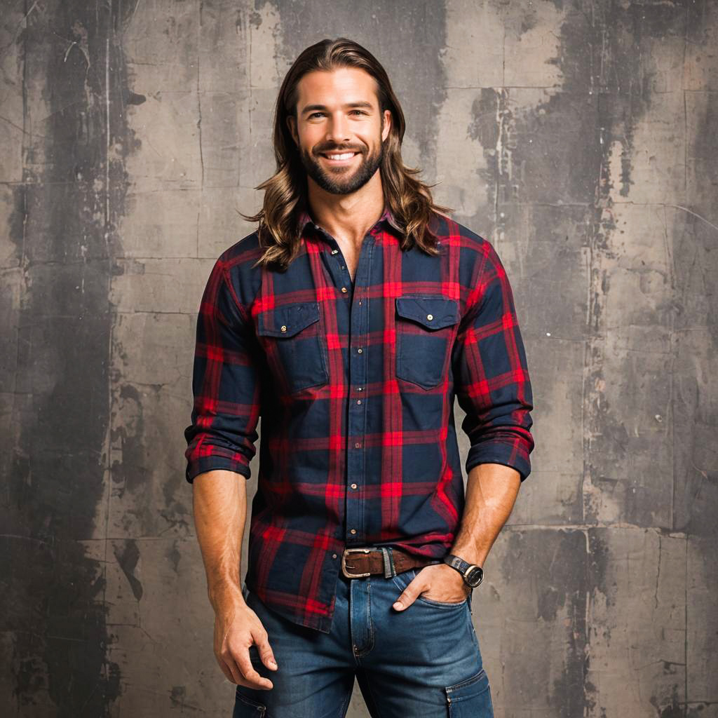 Muscular Lumberjack Photo Shoot in Flannel