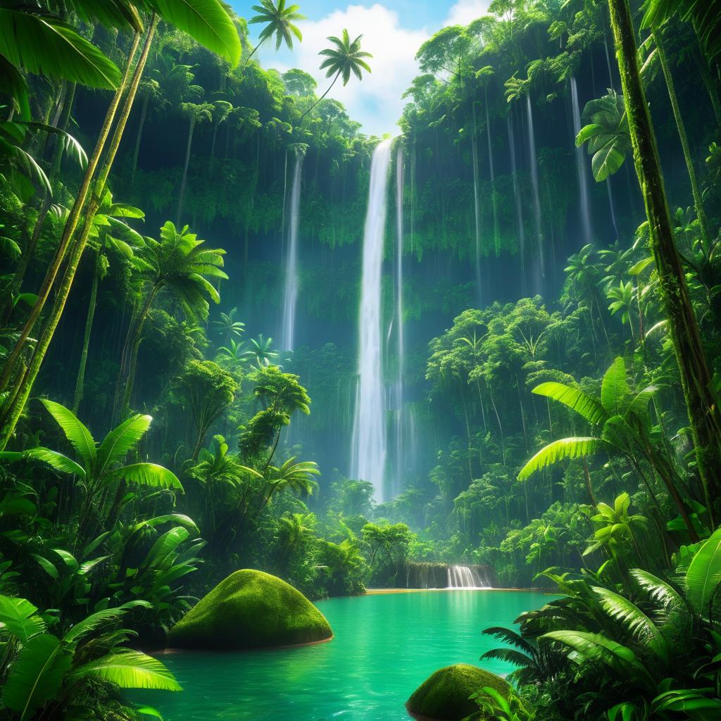 Journey Through a Rainforest Waterfall