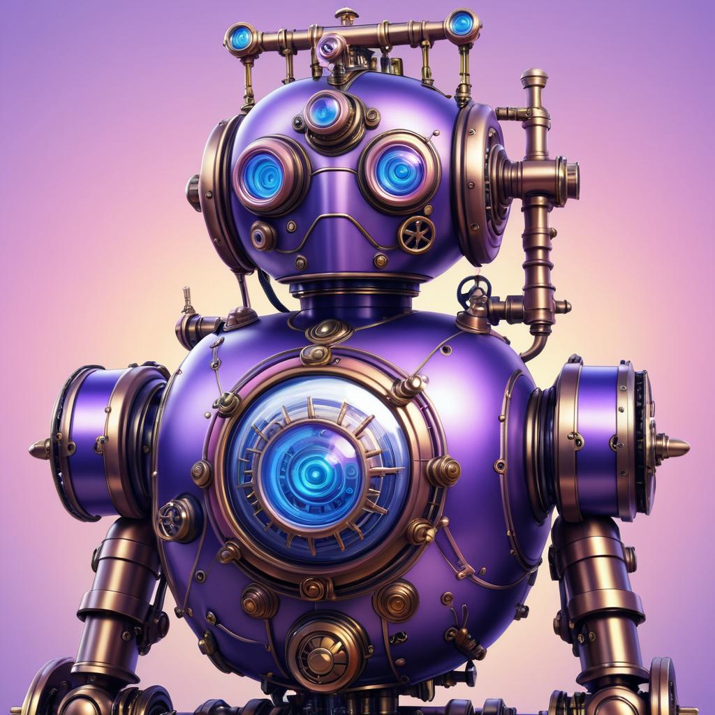 Vibrant Steampunk Robot in Lavenderblush Style