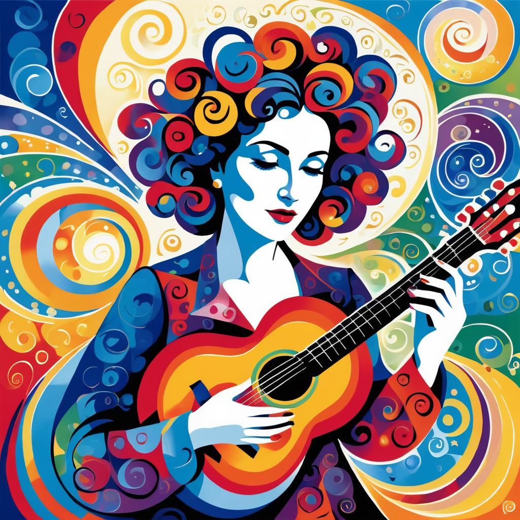 Vibrant Chagall-Inspired Woman with Guitar