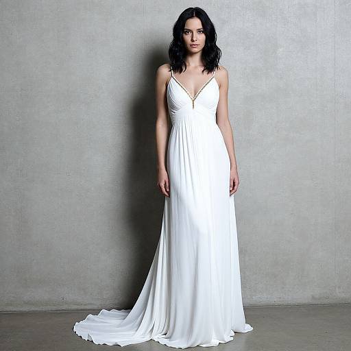Elegant Woman in Flowing White Gown