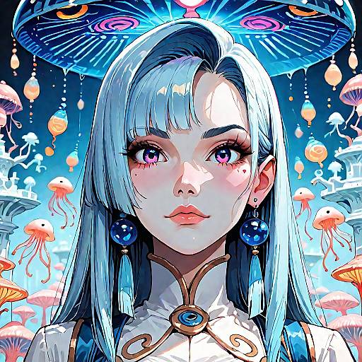 Intricate Jellyfish Ying Yang Glass Sculpture