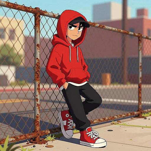 Cool Boondocks Teen in Red Hoodie
