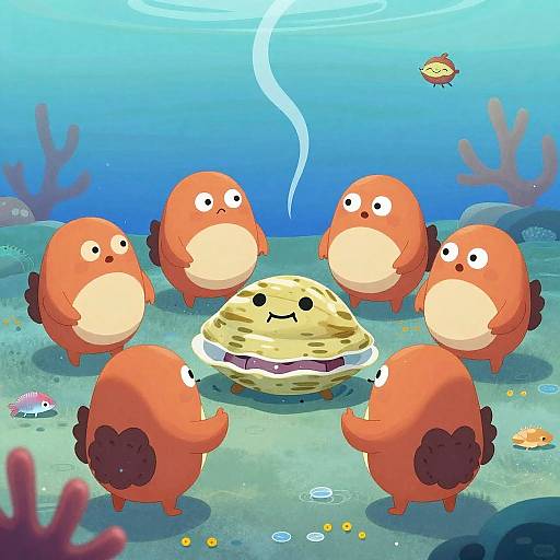 Cartoon Coral Hunters vs Clam