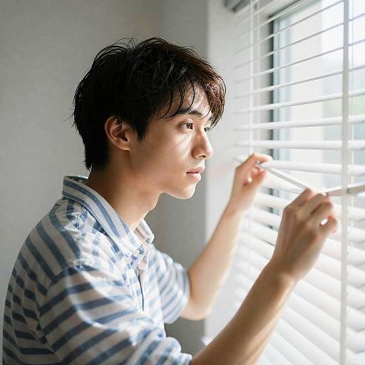 Curious Young Man in Sunlit Room