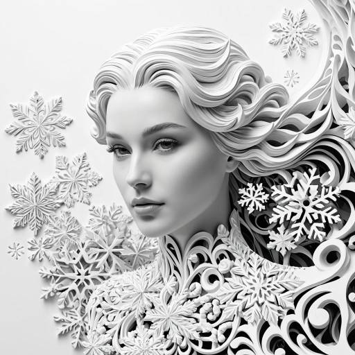 Intricate 3D Sculpture with Snowflakes