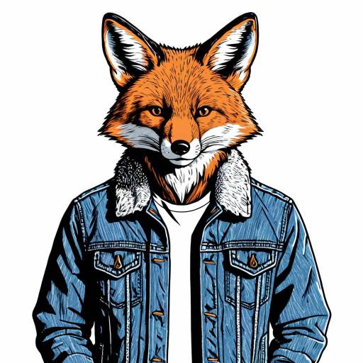 Anthropomorphic Fox in Denim Jacket