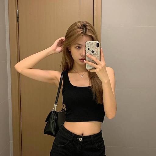 Stylish Young Woman Taking Mirror Selfie