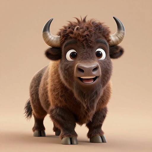 Cute Realistic 3D Baby Bison